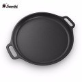 14 Inch Cast Iron Pizza Pan for Seasoned Cooking Party Friends